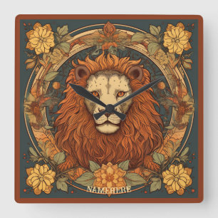 Relógio Quadrado Crie sua própria arte, Leo Zodiac