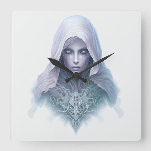 Relógio Quadrado Crie Sua Própria Bruxa Roxa (Frente)