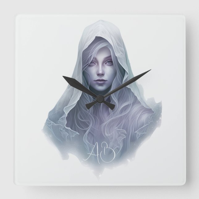 Relógio Quadrado Crie Sua Própria Bruxa Roxa (Frente)