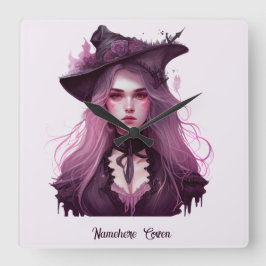 Relógio Quadrado Crie Sua Própria Bruxa Roxa Escura