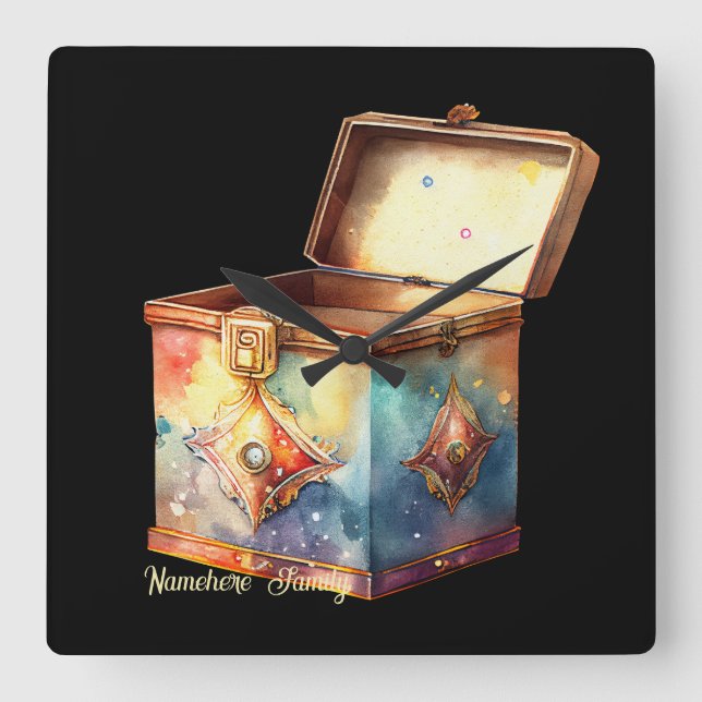 Relógio Quadrado Crie sua própria caixa de tonalidade de memórias m (Frente)