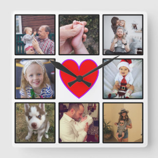 Relógio Quadrado Crie sua própria colagem personalizada de fotos