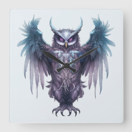 Relógio Quadrado Crie Sua Própria Coruja Roxa Mística