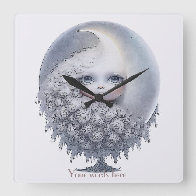 Relógio Quadrado Crie Sua Própria Doce Árvore da Lua (Frente)