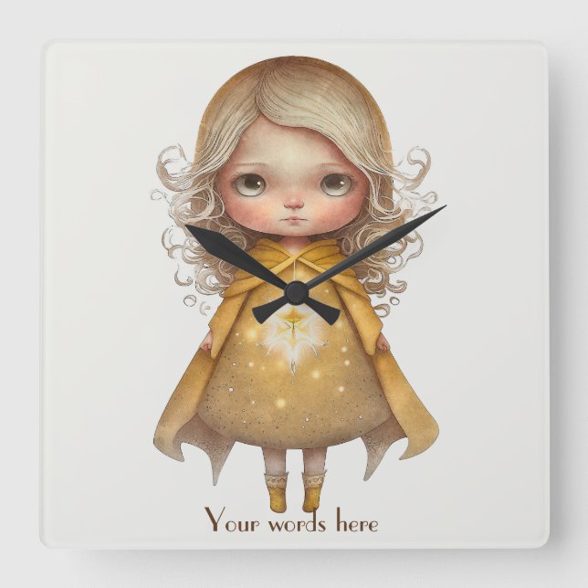 Relógio Quadrado Crie Sua Própria Garota Estelar Fofa (Frente)