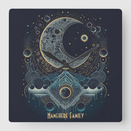 Relógio Quadrado Crie sua própria lua geométrica celestial