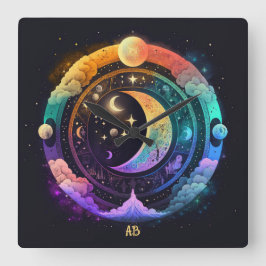 Relógio Quadrado Crie suas próprias luas mágicas do arco-íris