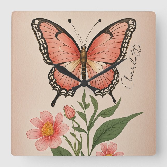 Relógio Quadrado Crimson Serenade Personalizado (Frente)