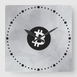 Relógio Quadrado Cristal Branco Bitcoin