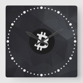 Relógio Quadrado Cristal Negro Bitcoin