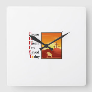 Relógio Quadrado Cristo Acronym Square Wall Clock