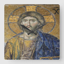 Relógio Quadrado Cristo Pantocrator Islâmico Icônico Religioso Roma