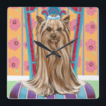 Relógio Quadrado Crown Princess Yorkie<br><div class="desc">Animais</div>