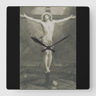 Relógio Quadrado Crucificação de Jesus Cristo