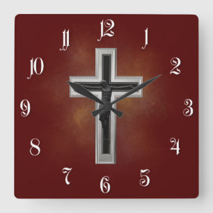 Relógio Quadrado Crucifixo