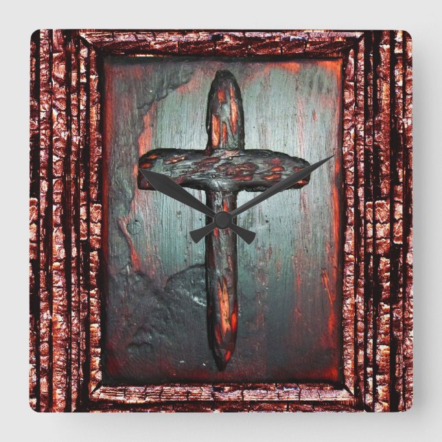 Relógio Quadrado Cruz de Sangue (Frente)