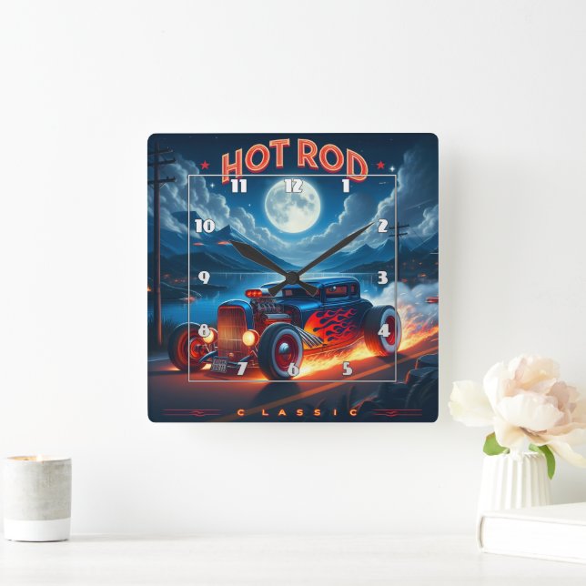 Relógio Quadrado Cruzamento sob a luz da lua num vareto clássico qu (Lar)