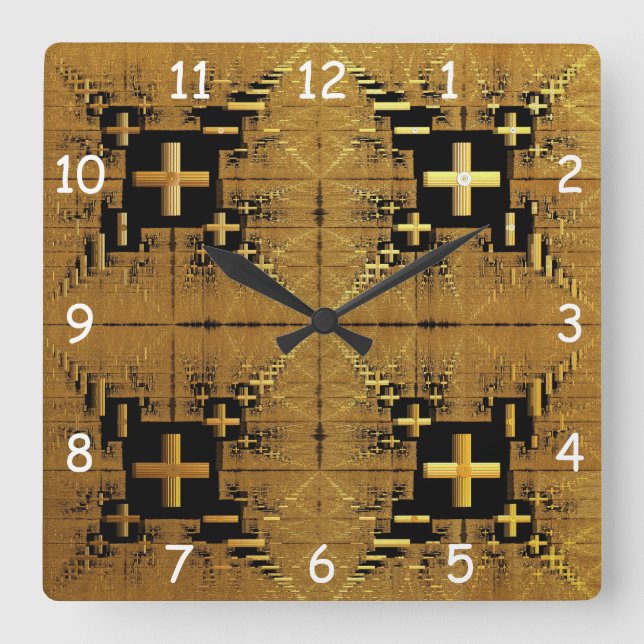 Relógio Quadrado Cruzamentos Fractais do ouro (Frente)