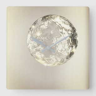 Relógio Quadrado Crystal Planet Universum Dourado Conceito Sepia Mo