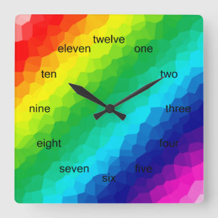 Relógio Quadrado Crystal Rainbow