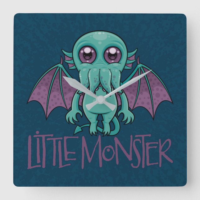Relógio Quadrado Cthulhu Bebê Fofo Pequeno Monstro (Frente)