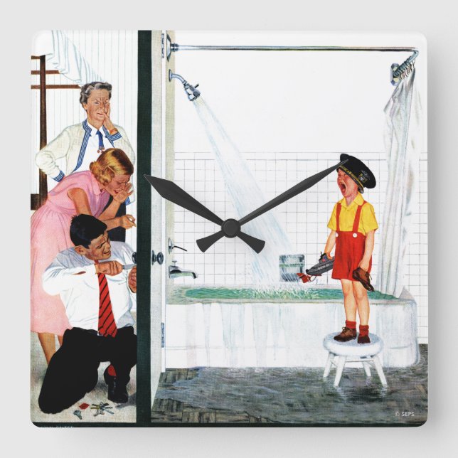 Relógio Quadrado Cuba de transbordamento (Frente)