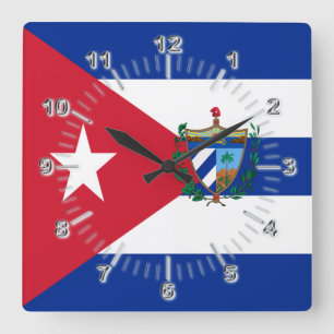 Relógio Quadrado Cuba flag-coat of arms   