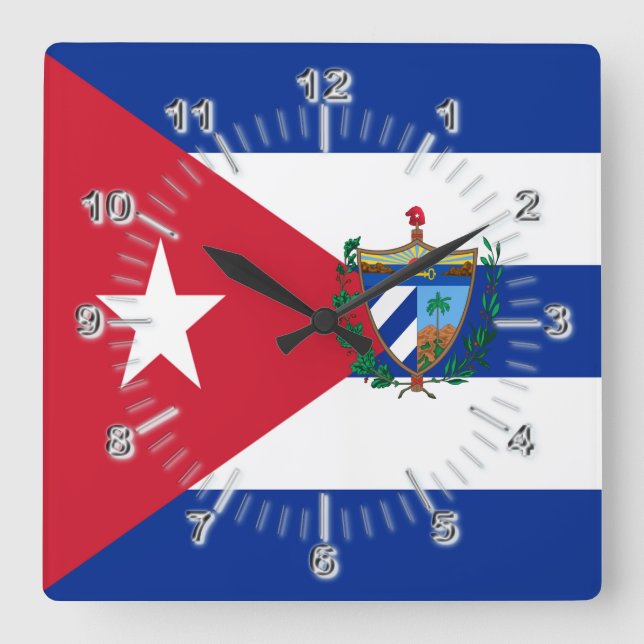 Relógio Quadrado Cuba flag-coat of arms    (Frente)