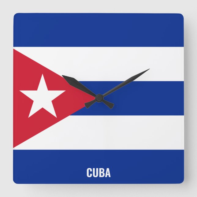 Relógio Quadrado Cuba Flag Dazzling Patriotic (Frente)