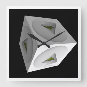RELÓGIO QUADRADO CUBO BRANCO A PRETO