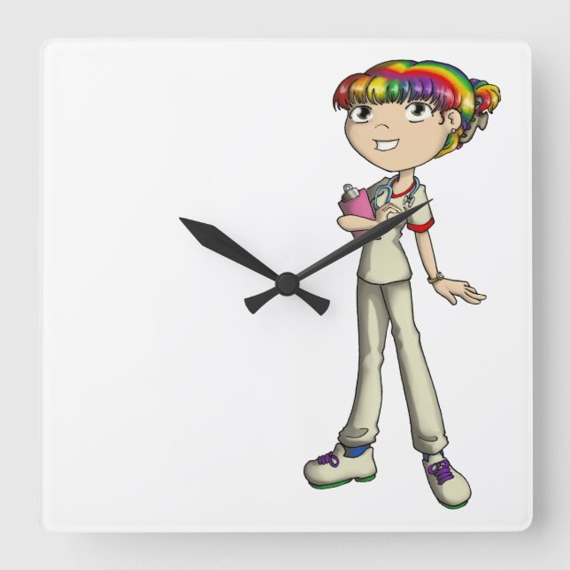 Relógio Quadrado Cuidados (Frente)