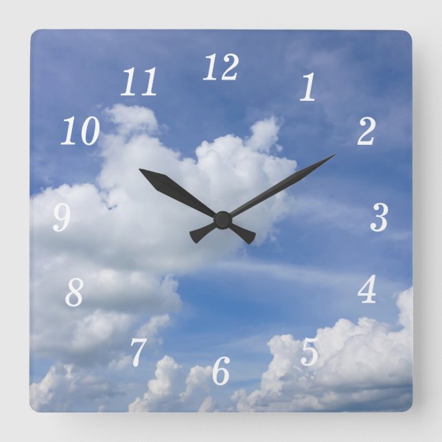 Relógio Quadrado Cumulus Puff Wall Clock (Frente)