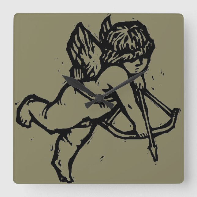 Relógio Quadrado Cupid Angel Namorados Clock Clay Creek (Frente)