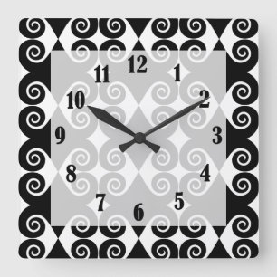 Relógio Quadrado Curly Diamond Pattern