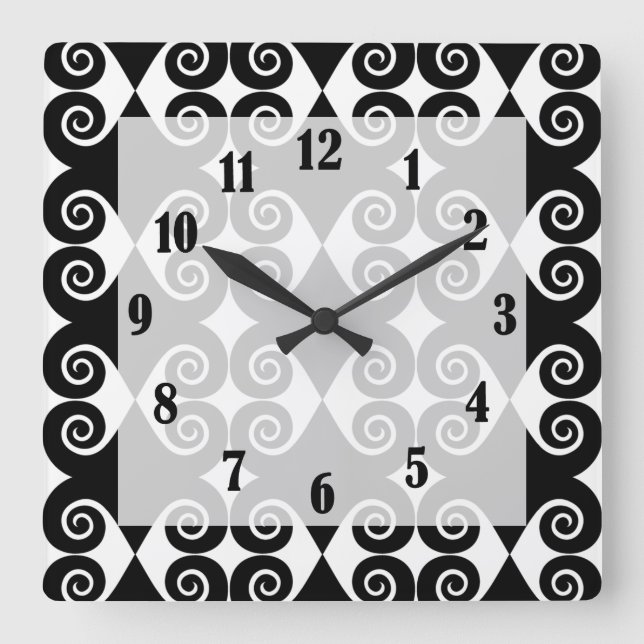 Relógio Quadrado Curly Diamond Pattern (Frente)