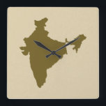 Relógio Quadrado Curry Spice Moods Índia<br><div class="desc">Esboço do mapa da Índia na paleta de cores do humor de especiarias de Emporio Moffa.</div>