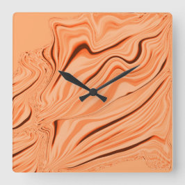 Relógio Quadrado Curvas em tons de cilindro marrom laranja curvo
