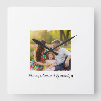 Relógio Quadrado Custom Family Portrait Personalized Message