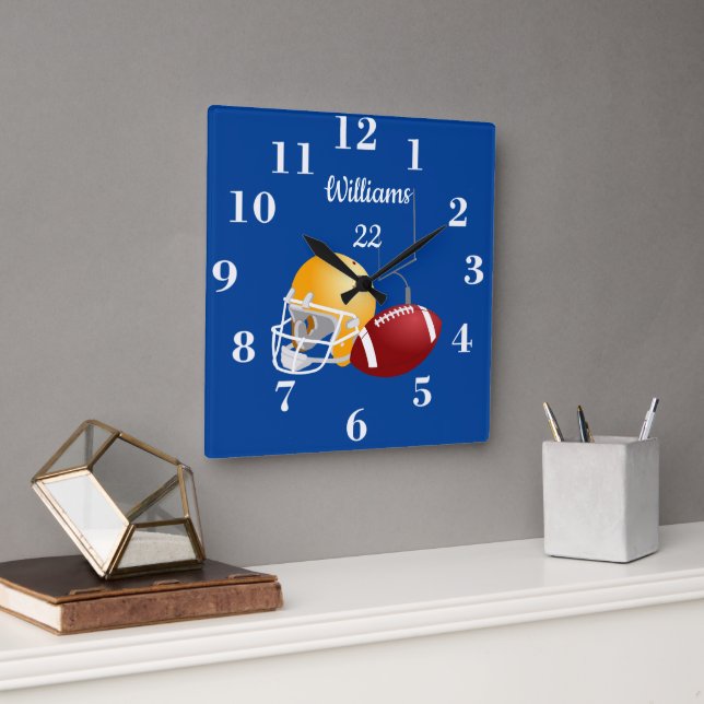 Relógio Quadrado Custom Football Time Square Wall Clock (Escritório)