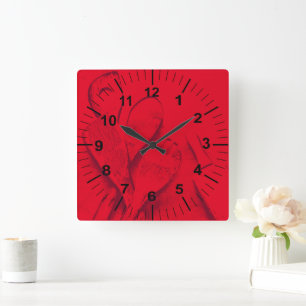 Relógio Quadrado Custom Large Red Kitchen Wall Clock