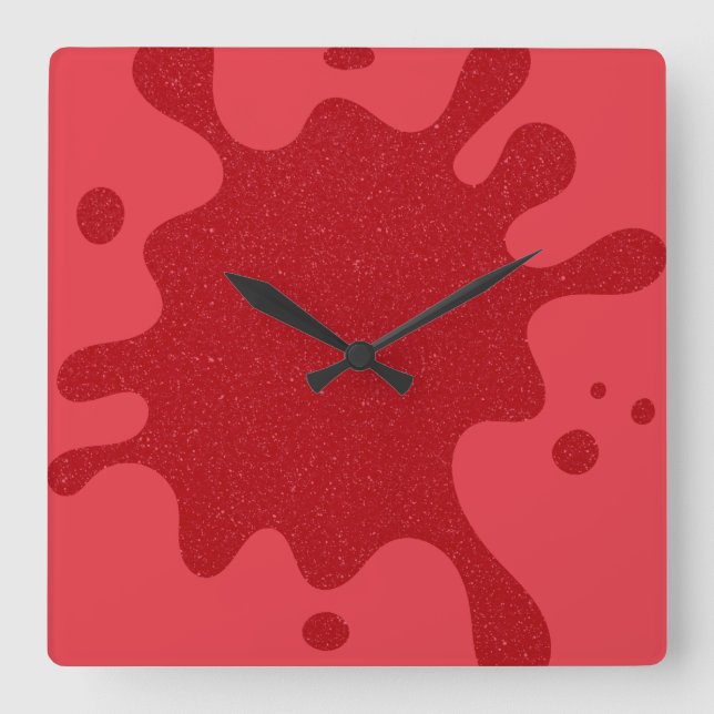 Relógio Quadrado Custom Tomato Red Ink Splash Wall Clock (Frente)