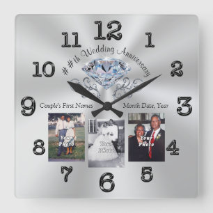 Relógio Quadrado Customizable 60th, 70th or 75th Anniversary Gifts