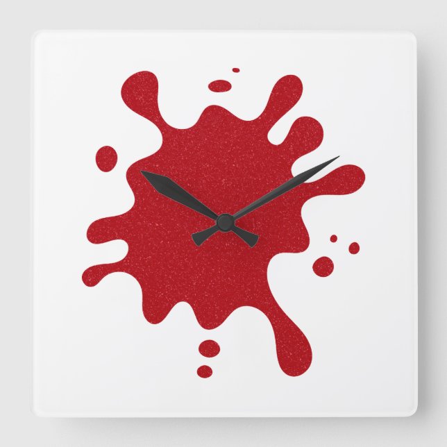 Relógio Quadrado Customizable Tomato Red Splatter Wall Clock (Frente)