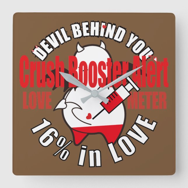 Relógio Quadrado Cute Shy Devil in LOVE (Frente)