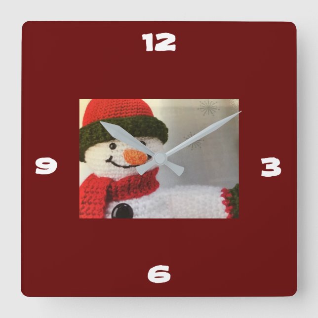 RELÓGIO QUADRADO **CUTE SNOWMAN** CLOCK (Frente)