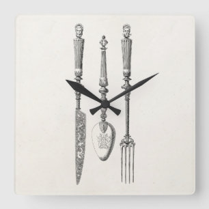 Relógio Quadrado Cutelaria velha das facas da colher da forquilha