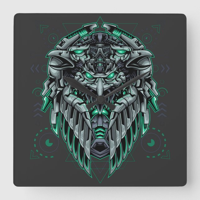 Relógio Quadrado Cyborg Square Wall Clock (Frente)
