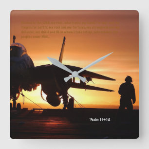 Relógio Quadrado Da "144:1 do salmo minha rocha" - 2