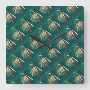 Relógio Quadrado Da "mosca molhada da aleta truta", mosca da pesca