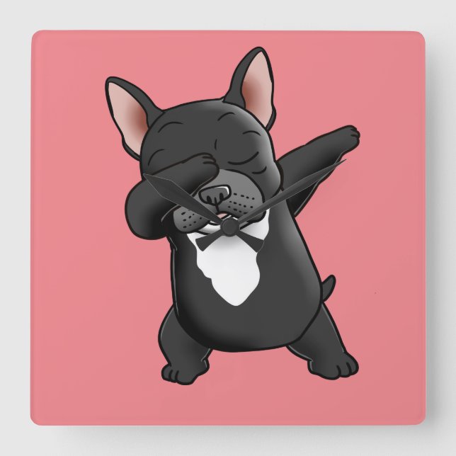 Relógio Quadrado Dabbing Cute French Buldogue (Frente)